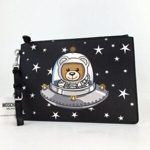 Authentic MOSCHINO Bear Star Print Clutch bag PVC [Used]